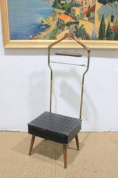 Vintage Mid-Century Valet Stand With Storage Seat  Gentlemans Butler Chair