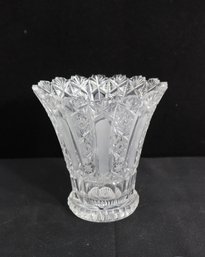 Vintage Cut Crystal Vase  Brilliant Patterned Design W/ Starburst Base