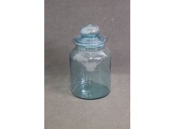 Aquamarine Glass Apothecary Jar With Lid