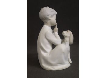 Vintage, Retired Lladro Figurine 'shhh, Quiet Puppy -Boy With Spainel' #4522 Vincente Martinez '70-'97