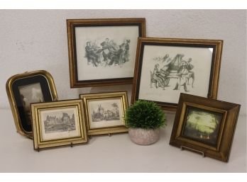Group Lot Of Six Framed Small Art Prints - Inc. 2  E. Klein APs, 2 Vintage Lithos Charpentier/F. Benoist