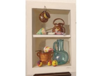 Alluring Sweets, Vessel, Fruits Still Life - Guillermo Prieto, 1981 Mexico - Oil On Canvas, Signed & Dated