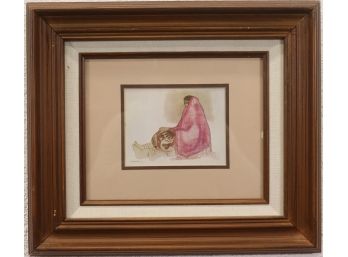 Signed R.C. Gorman Gallery Print 'The Tigua Indians', El Paso, Texas, Dated 1977