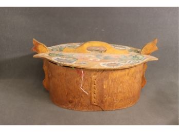 Wonderful Hand-Painted 'Rosemaling Viksdal Tine' Covered Box - Folk Art From Norway