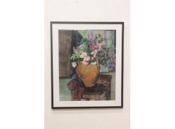 'Flower Vase On A Round Table' Suzanne Valadon, Reproduction Print - (Valadon Also Was A Model For Renoir)