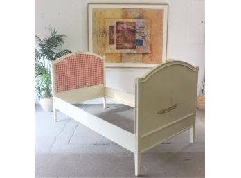 Lovely Day Bed With Rose Center Onlay Over Quaint Red Check Upholstery  - Frame Only - (#1)