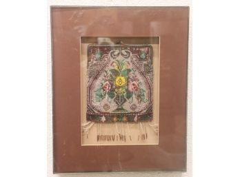 Vintage Finely Beaded Purse With Fringe In Shadow Box Frame