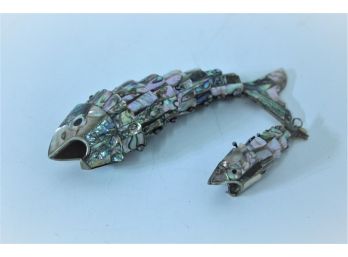Two Mother Of Pearl Los Castillo Style MCM Fish Bottle Openers - 1 For Bartop And 1 Pendant