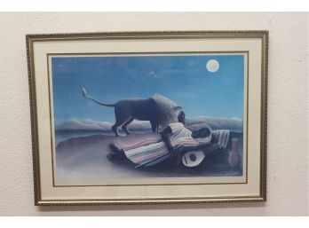 Elegantly Framed MOMA Print Reproduction  'the Sleeping Gypsy', Henri Rousseau