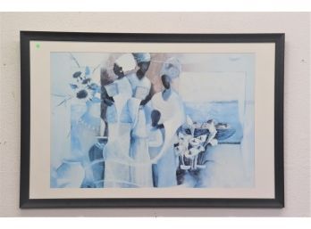 Azure Ladies And Lilies - Print, Signed And Framed