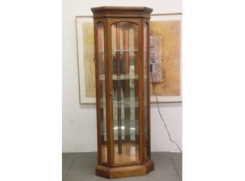 Mirrored Lighted Corner Curio Cabinet - American By Martinsville