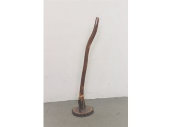 Tree Branch Sculpture On Cross-Cut Bark Edge Base - 54'Tall