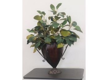 Trophy Vase Flower Pot With Faux Laurel Leaf Arrangement