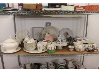Colorful Two (2) Shelf Lot:  Porcelain, Earthenware, Fine China And More -  Spode, Lenox, Whittier And Other