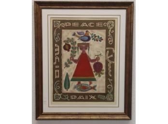 Triangle Girl & Technicolor Dove Peace Parchment Poster