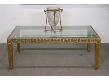 Greek Revival Inspired Glass & Giltwood Rectangular Coffee Table