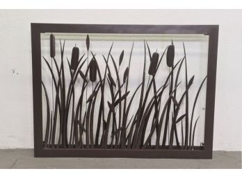 Reeds And Cattails In Pitch Metal Sculptural Wall Decoration