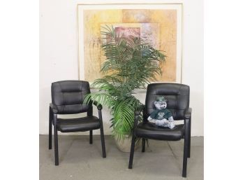 Pair Of Black Arm Chairs By Global Furniture