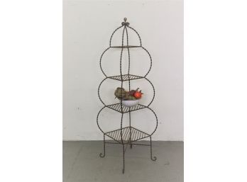 Wrought Iron Twist Pagoda Style Four Tier Etagere Plant Stand