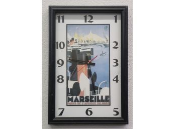 Framed Wall Clock Featuring Marseille Port L'Afrique De Nord Poster Reproduction