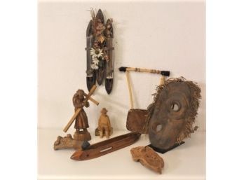 We Got Wood: Handicrafts & Collectibles Including Wooden Munch Mask, Carved Statuary, Petrified Woods, Y Mas.
