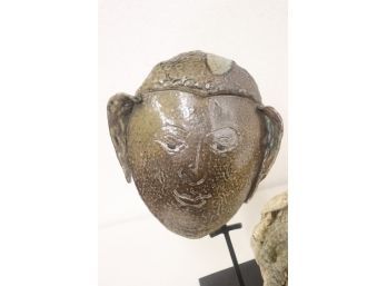 Artisan Ceramic Head Scukpture, Signed Sherr - Stand NOT Included