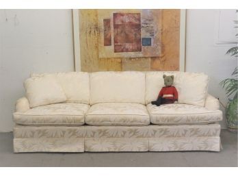 Deep-Seated Lawson Sofa By Baker Furniture  In Beige And Ivory Botanic Damask