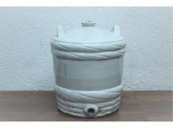 Vintage-style Asian White Glazed Stoneware Water Vessel - From Riches Of The Orient