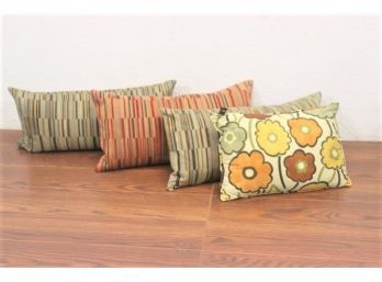Three Decorative Pillows - Autumn Ikat & Pop Flowers - Newport