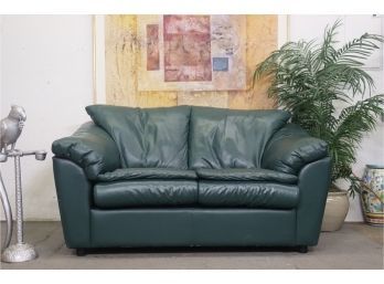 Hunter Green Leather Loveseat Sleeper Sofa