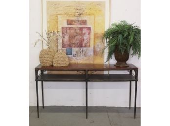 What Has Six Legs, Two Levels, Metal Frame, & Wood Top? This Awesome Console Table! Thanks For Playing