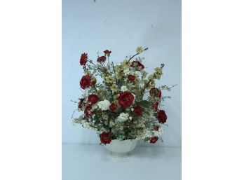 Authentic Lenox Greenfield Centerpiece - Hand Decorated In 24K Gold - Silk Rose Bouquet