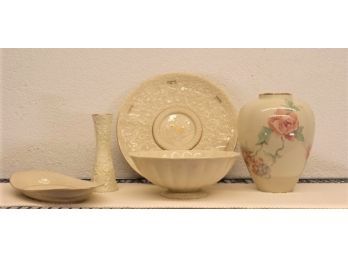 Grouping Of Lenox Serveware & Decor: Seder Plate From Judaic Collection, Scalloped Pedestal Bowl (traife) Etc.