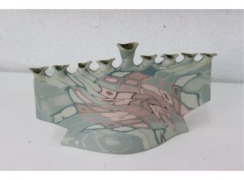 Hand-Made Stoneware Mosaic Menorah