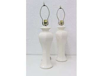 Pair Of Vintage Super White Table Lamps