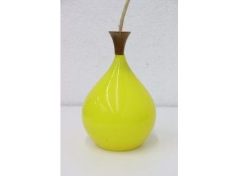 Vintage MCM Pendant Lamp - Glass And Wood - Needs New Wiring