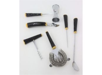 Vintage Set Of Bartender's Tools With Bakelite Handles