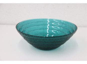 Hive/Honeycomb Inspired Aquamarine Glass Bowl By Vetreria Etrusca, Made In Italy