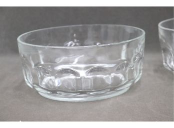 Two Arcoroc France Thumbprint Dimple Clear Glass Fruit/Dessert Bowls