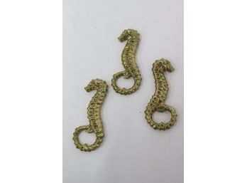Three Brass Sea Horses Bottle Openers