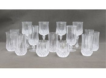 Mixed Group Lot Of Diamond Base Cut Crystal Glassware