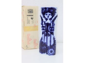 2 Of 2 - Vintage MCM Bjorn Wiinblad For Rosenthal Blue Lady On White Porcelain Oval Vase