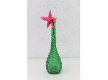 Jade Green Hobnail Genie Bottle Bud Vase