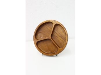 Teak Three Section Round Tray - Dolphin Thailand Genuine Teakwood