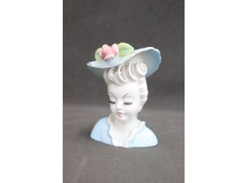 Flower Brim Pretty Lady Bust Vase - Artisinally Hand Painted Japan