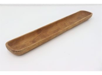 Carved Wooden Long And Narrow Shallow Bowl