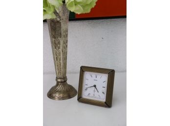 Vintage Swiza Bedside Clock With Rooster Alarm On Back - Swiss Made