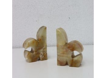 Split Fleur-de-lys Alabaster Bookends