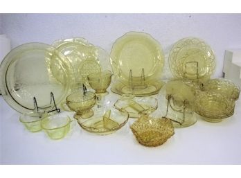 Amber Yellow Glass Lot - Variety Of Patterns And Types - Federal And Depression Style