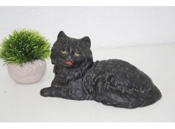 Vintage Cast Iron Black Cat Figurine Door Stop